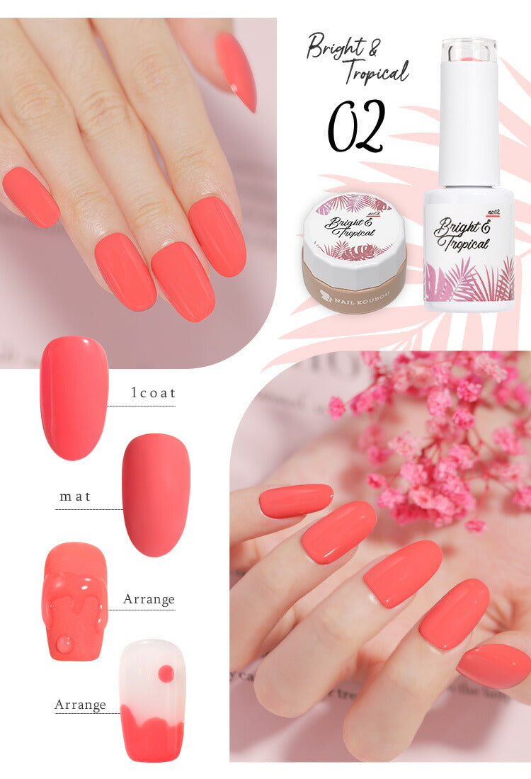 Bright＆Tropical 普段使いできるかわいい ネオンカラー カラージェル ジェルネイル パステル ネオン ネイルジェル アートジェル ジェルネイル用品 爪 カラージェルネイル ネイル工房 にわちゃん