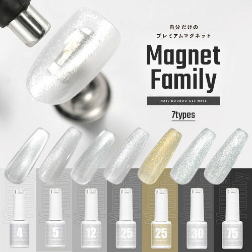 マグネットネイル 「MagnetFamily」 粗さで選ぶ クリアカラーを重ねて奥行きマグネットアート 黒くなりにくい カラージェル ジェルネイル クリアカラー  ネイルジェル アートジェル カラージェルネイル ネイル工房 にわちゃん