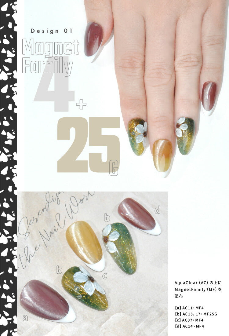 マグネットネイル 「MagnetFamily」 粗さで選ぶ クリアカラーを重ねて奥行きマグネットアート 黒くなりにくい カラージェル ジェルネイル クリアカラー  ネイルジェル アートジェル カラージェルネイル ネイル工房 にわちゃん