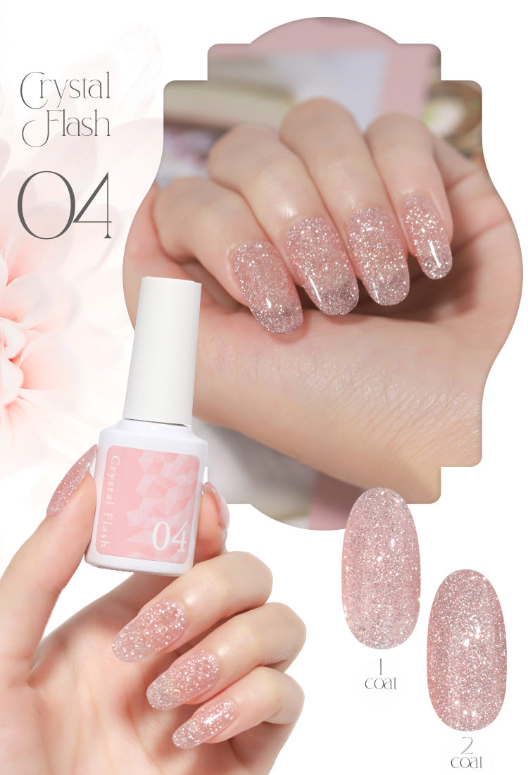 JEWEList ガラス製ネイルチップ5点セット CrystalFlash 偽りのない純粋な輝き ナチュラルで肌馴染みの良いカラ