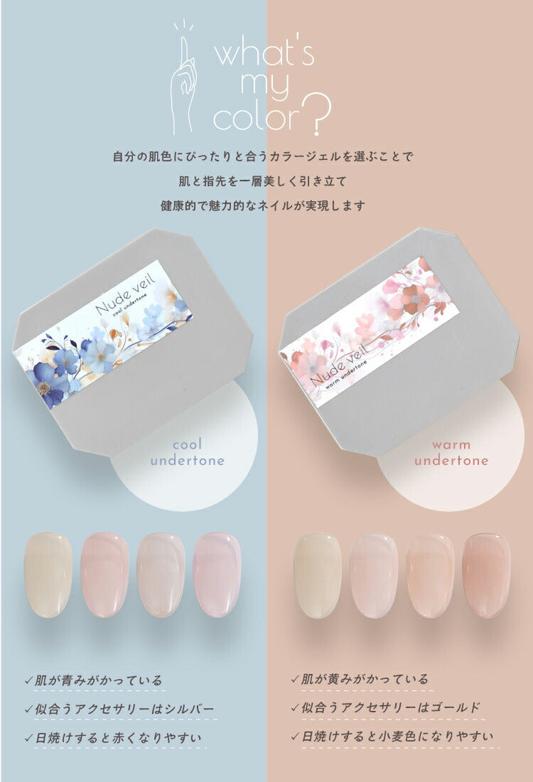 肌になじむ 固形カラージェル 4色セット 『Nude veil』 固形ジェル 新