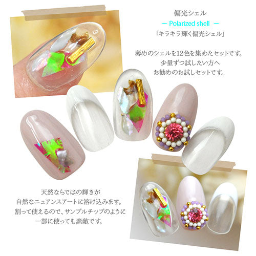 偏光シェル12色セット シェル 天然貝 高品質 極薄 ジェルネイル レジン