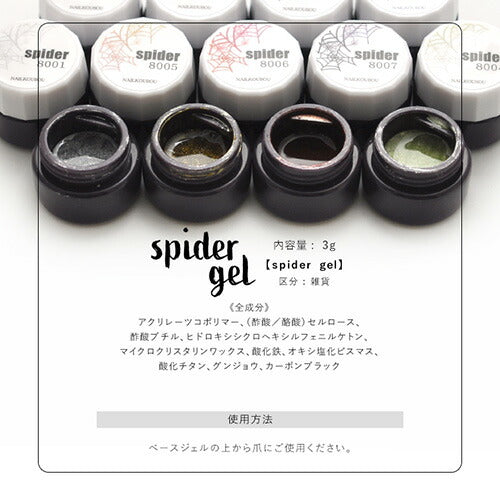 ジェルネイル カラージェル ラインが自由自在「spidergel」 温度変化 メタリック スパイダージェル | カラー ポリッシュ ネイルジェル アートジェル ジェルネイル用品 爪 カラージェルネイル ジェルネイルアート ネイル工房