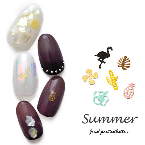 夏 南国 パイナップル ハイビスカス フラワー 木製 メタルパーツ ネイルジュエリー ネイルパーツ カラフル 超薄型パーツ 80枚入 フラットメタルパーツ |ジェルネイル ネイル パーツ ネイル用品 ジェル メタル ネイルアート  ジュエリーネイル デコ用品 ネイル工房