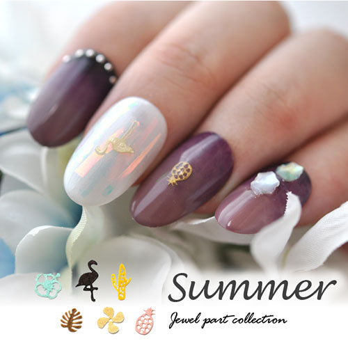 夏 南国 パイナップル ハイビスカス フラワー 木製 メタルパーツ ネイルジュエリー ネイルパーツ カラフル 超薄型パーツ 80枚入 フラットメタルパーツ |ジェルネイル ネイル パーツ ネイル用品 ジェル メタル ネイルアート  ジュエリーネイル デコ用品 ネイル工房