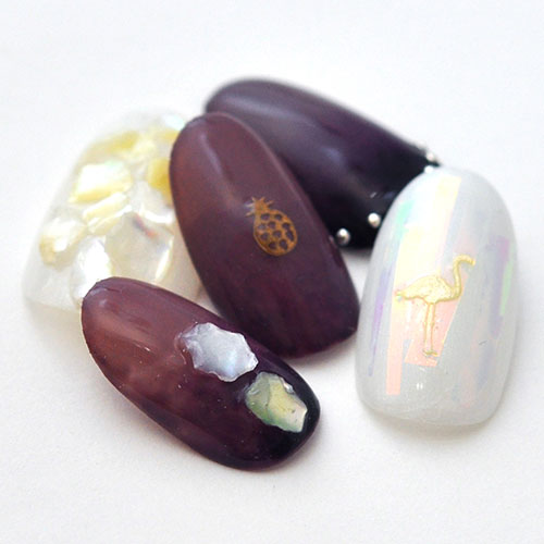 夏 南国 パイナップル ハイビスカス フラワー 木製 メタルパーツ ネイルジュエリー ネイルパーツ カラフル 超薄型パーツ 80枚入 フラットメタルパーツ |ジェルネイル ネイル パーツ ネイル用品 ジェル メタル ネイルアート  ジュエリーネイル デコ用品 ネイル工房