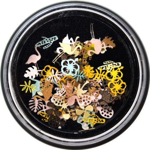 夏 南国 パイナップル ハイビスカス フラワー 木製 メタルパーツ ネイルジュエリー ネイルパーツ カラフル 超薄型パーツ 80枚入 フラットメタルパーツ |ジェルネイル ネイル パーツ ネイル用品 ジェル メタル ネイルアート  ジュエリーネイル デコ用品 ネイル工房